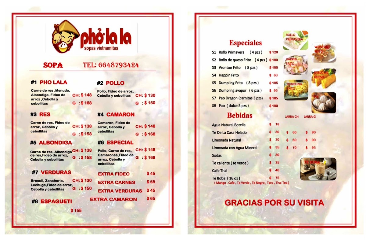 Pho lala Menu - Image 1